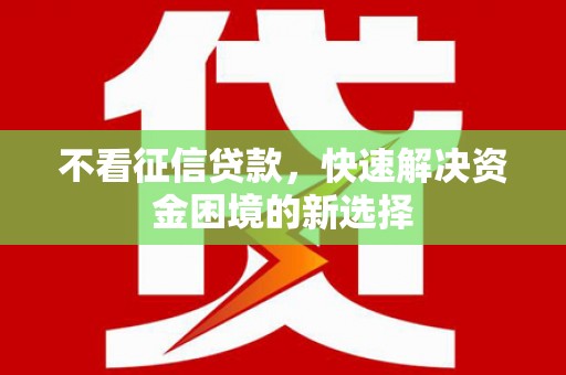 中正不看征信贷款，快速解决资金困境的新选择