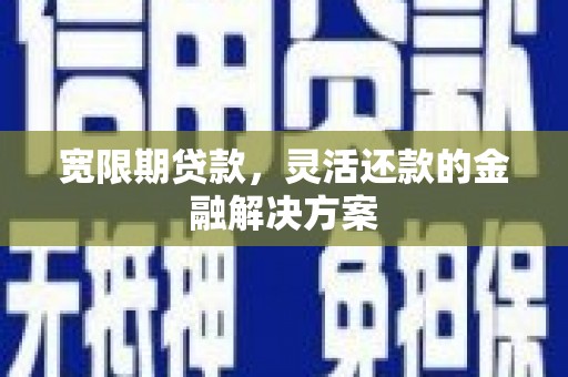 荔湾宽限期贷款，灵活还款的金融解决方案