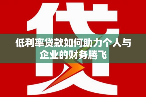 泸溪低利率贷款如何助力个人与企业的财务腾飞