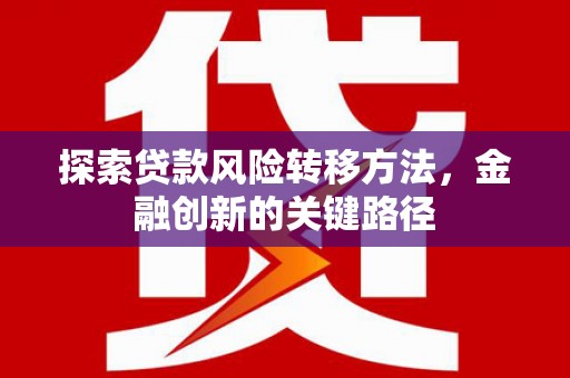 罗东探索贷款风险转移方法，金融创新的关键路径